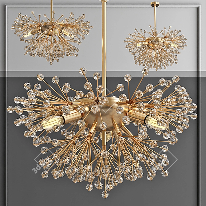 Golden Modern Dickinson Chandelier 3D model image 1