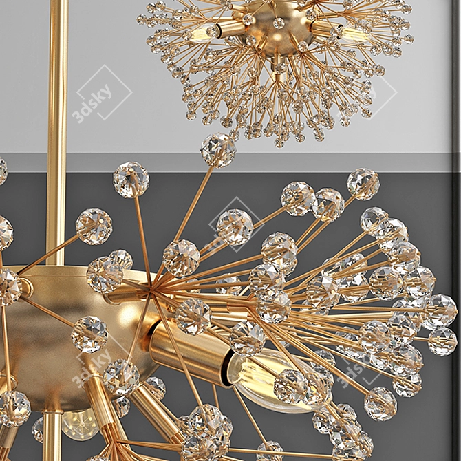 Golden Modern Dickinson Chandelier 3D model image 2