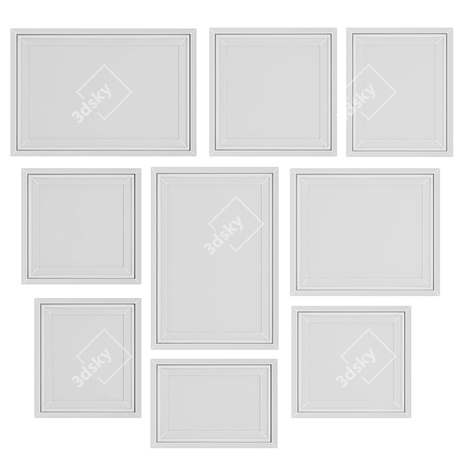 33-Piece Photo Frame Set: High Quality Wall Collection 3D model image 3