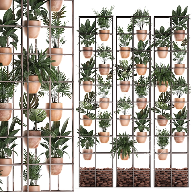 Title: Vertical Garden: Exotic Houseplants & Fern for Phytowall 3D model image 1