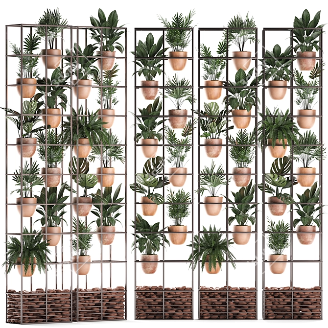 Title: Vertical Garden: Exotic Houseplants & Fern for Phytowall 3D model image 2