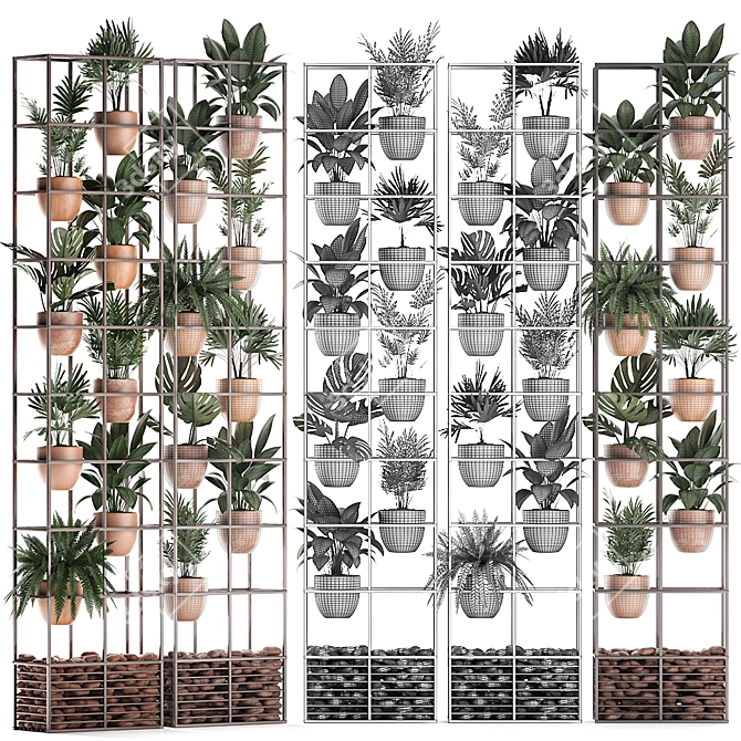 Title: Vertical Garden: Exotic Houseplants & Fern for Phytowall 3D model image 3