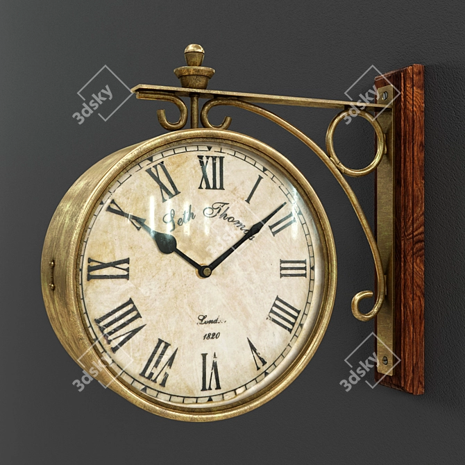 Elegant Dual-Sided Eichholtz Station Clock 3D model image 1