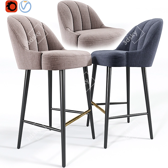 Elegant Margot Bar Chair: Perfect for Any Space 3D model image 1