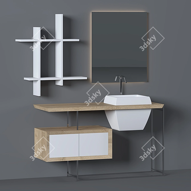 Title: Modern Bathroom Furniture Set 3D model image 1