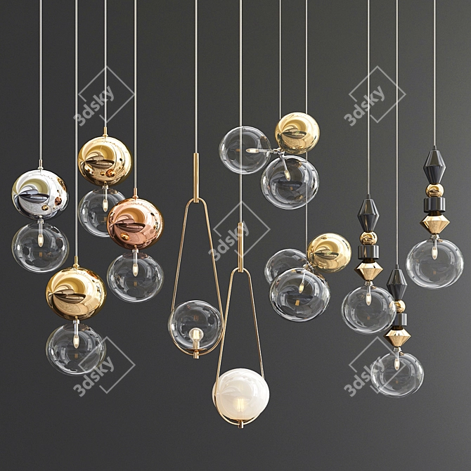 Elegant Glass Pendant Lights 3D model image 1