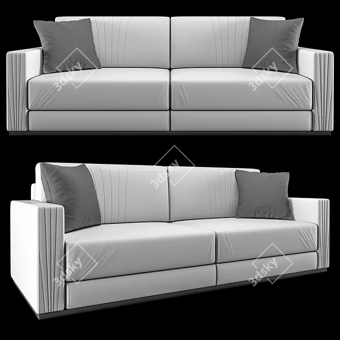 Luxury AK Leather Sofa 233x98x87cm 3D model image 1