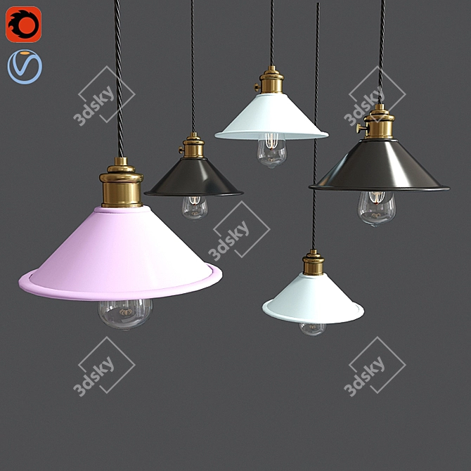 Scandi Pastel Pendant Lamp: Modern and Chic Design 3D model image 1