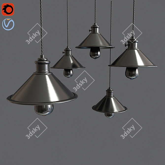 Scandi Pastel Pendant Lamp: Modern and Chic Design 3D model image 2