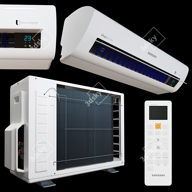 Samsung Split System Air Conditioner 3D model image 2