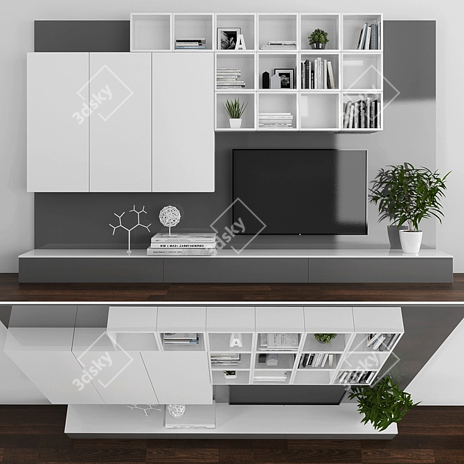 Modern TV Stand Set 065 3D model image 1