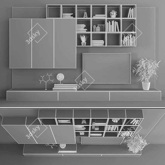 Modern TV Stand Set 065 3D model image 3