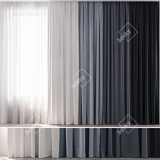 Colorful Curtain Set - 4 Options 3D model image 1