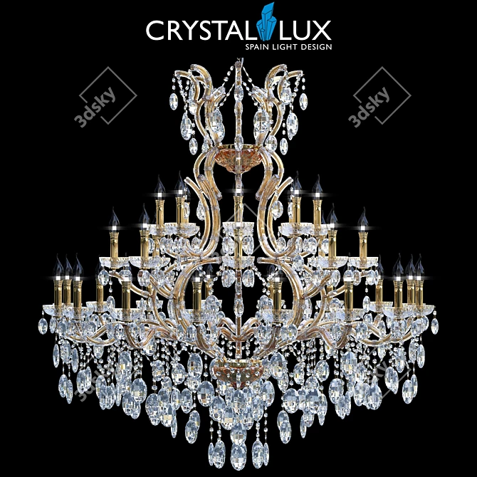 Glamorous Hollywood Gold Chandelier 3D model image 1