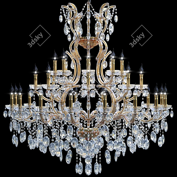 Glamorous Hollywood Gold Chandelier 3D model image 2