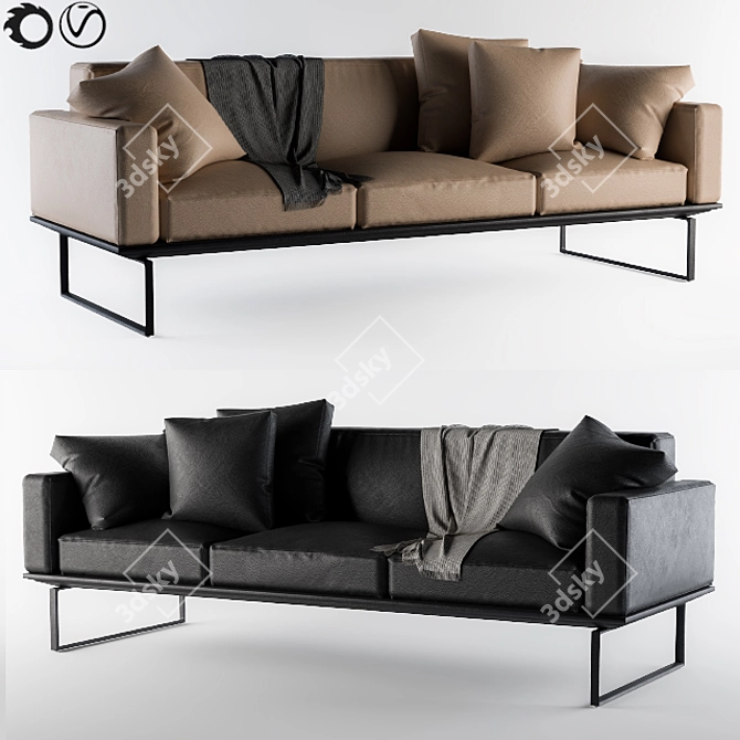 Elegant Cassina Leather Sofa 3D model image 1