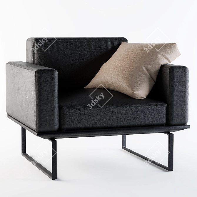 Elegant Cassina Leather Armchair 3D model image 2