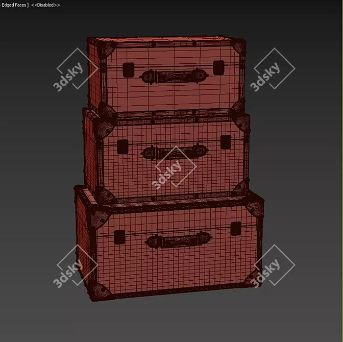 Vintage-inspired Lucasville Trunk Trio 3D model image 3