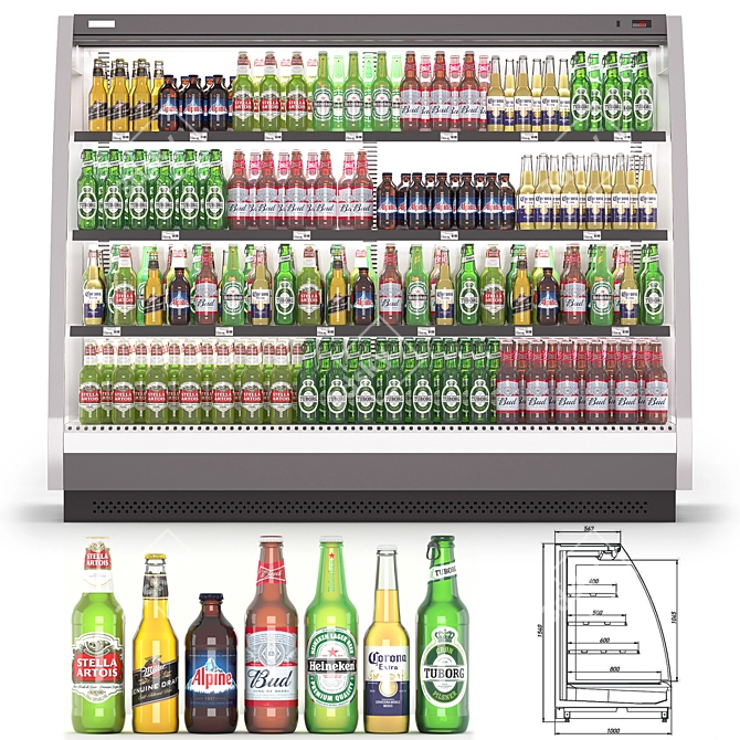 Brandford Ikar Beer Bottle Fridge 3D model image 1