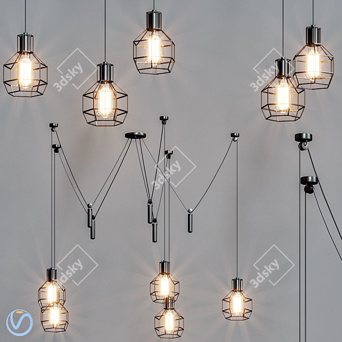 Sleek Contemporary Pendant Lights 3D model image 1