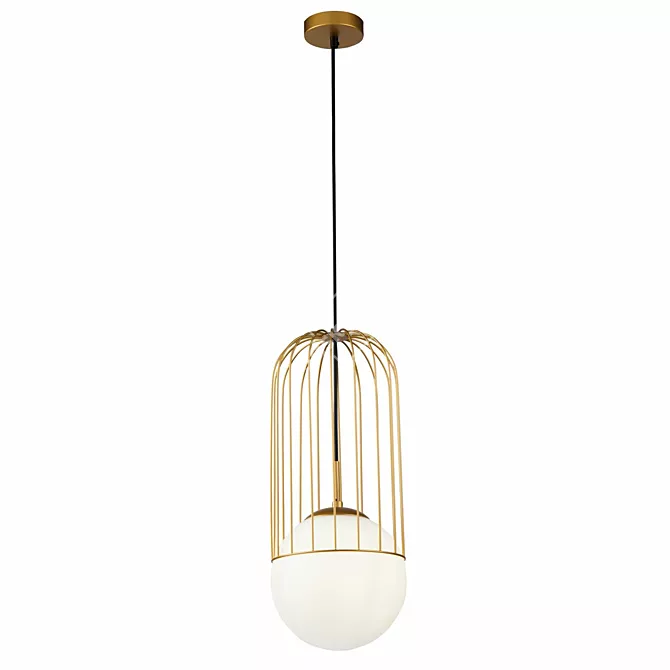 Golden Glass Pendant Lamp 3D model image 1