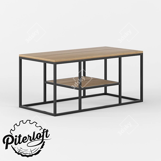 Title suggestion: Industrial Wood Metal Table 3D model image 1