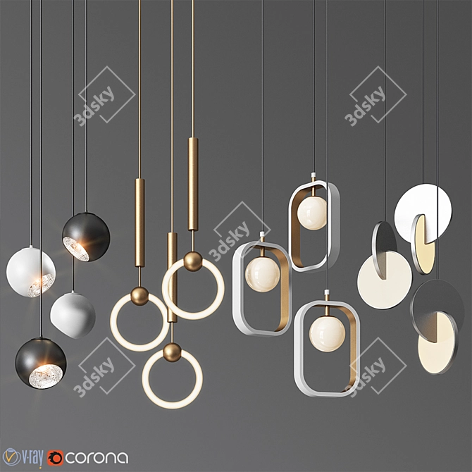 Versatile Pendant Light Collection: 4 Stunning Types 3D model image 1