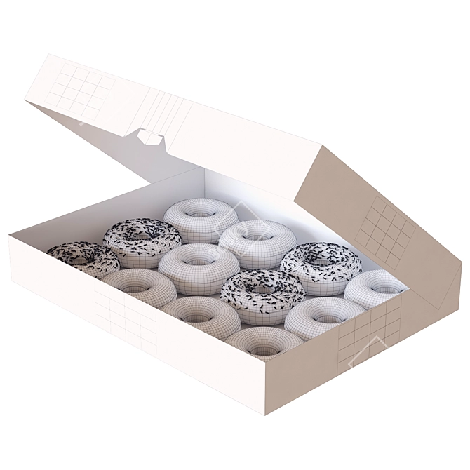 3D Krispy Donut Box Model 3D model image 1