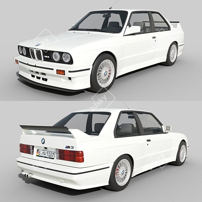 Classic BMW M3 E30 Alpine White 3D model image 1