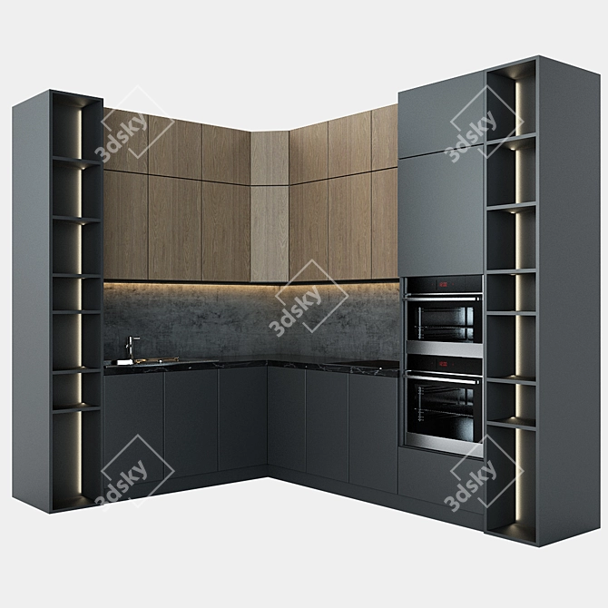 Sleek & Stylish Kitchen Set 3D model image 1