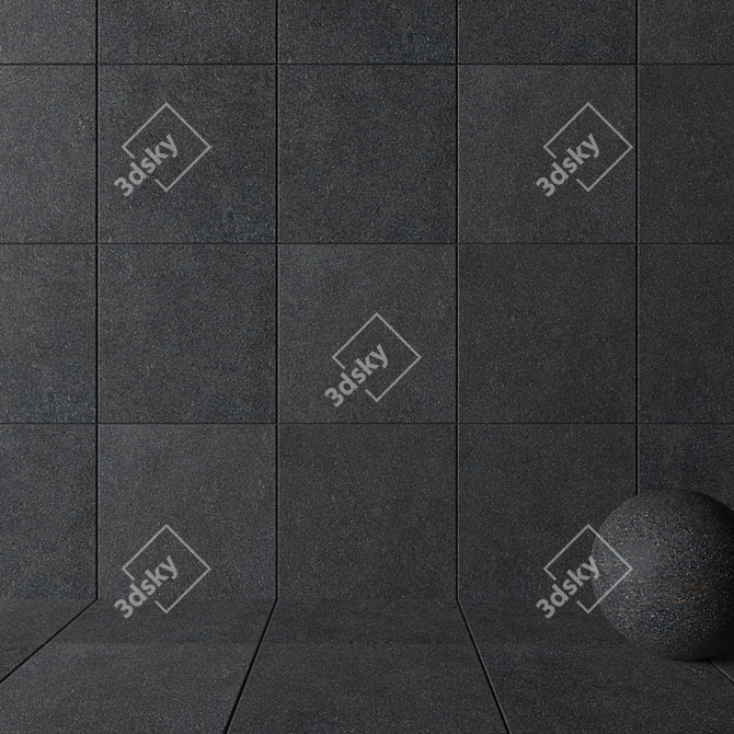 Multi-Texture HD Wall Tiles 80x80 cm - Ebony Collection 3D model image 2