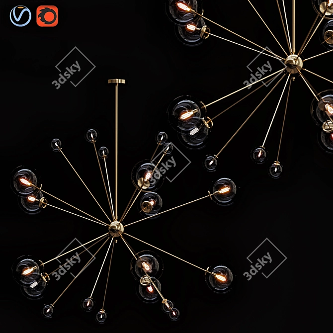 Brass Brilliance: Small Chandelier 3D model image 1