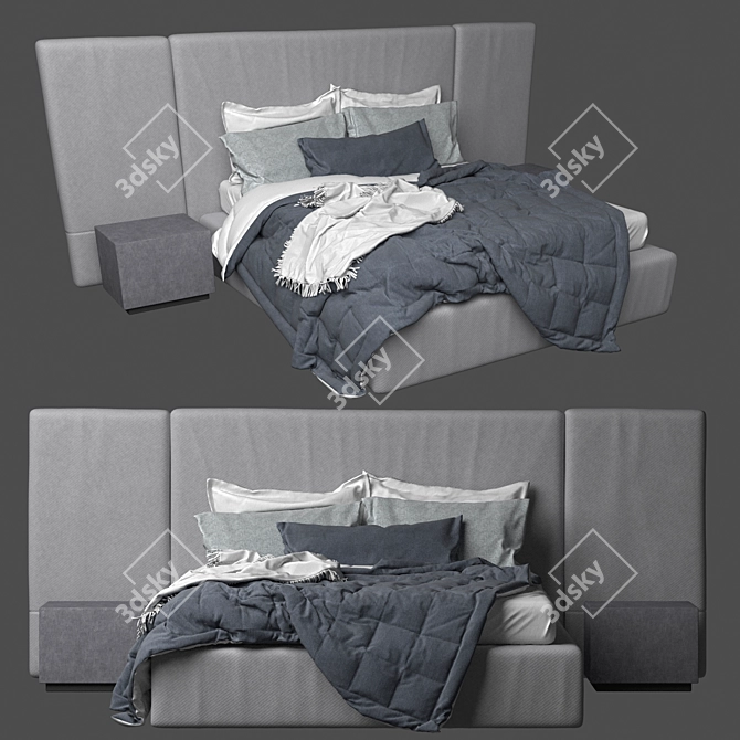 Sorento Upholstered Bed 3D model image 1