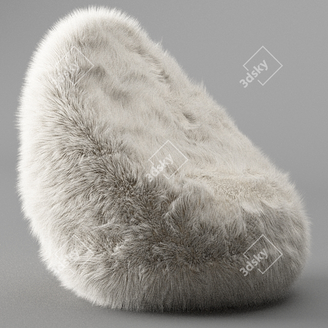 Luxurious Furry Beanbag 3D model image 2