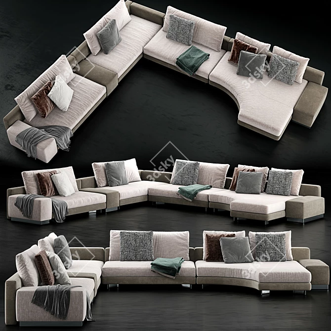 Modern Minotti Daniels Sofa: Stylish and Comfortable 3D model image 1