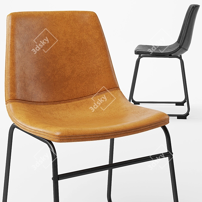 Faux Leather Dining Chair Set 3D model image 2