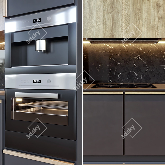 Sleek Kitchen Unit - 425cm x 60cm x 270cm 3D model image 2