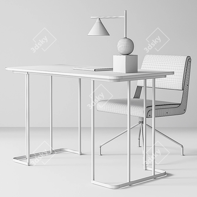 Sleek Marble Desk with Rue Cambon Chair 3D model image 3