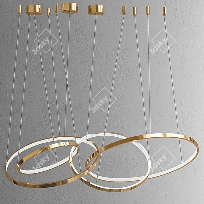 Oracle 4-Ring Gold Chandelier 3D model image 2