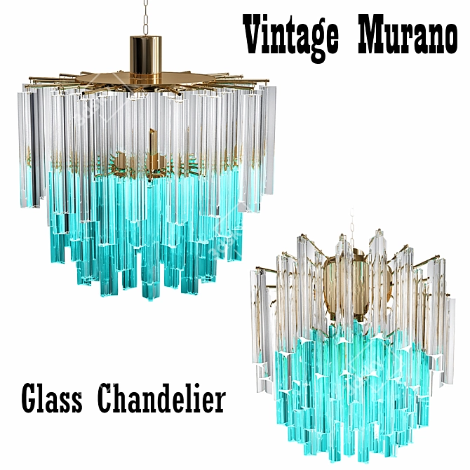 Turquoise Murano Glass Chandelier 3D model image 1