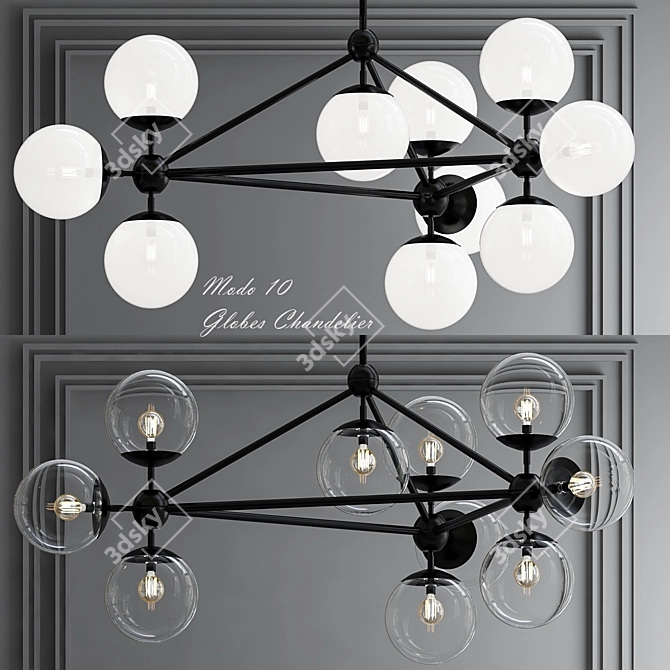 Modern Modo 10-Light Glass Chandelier 3D model image 1