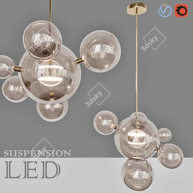 Bubble Lamp: Contemporary LED Suspension 3D model image 1