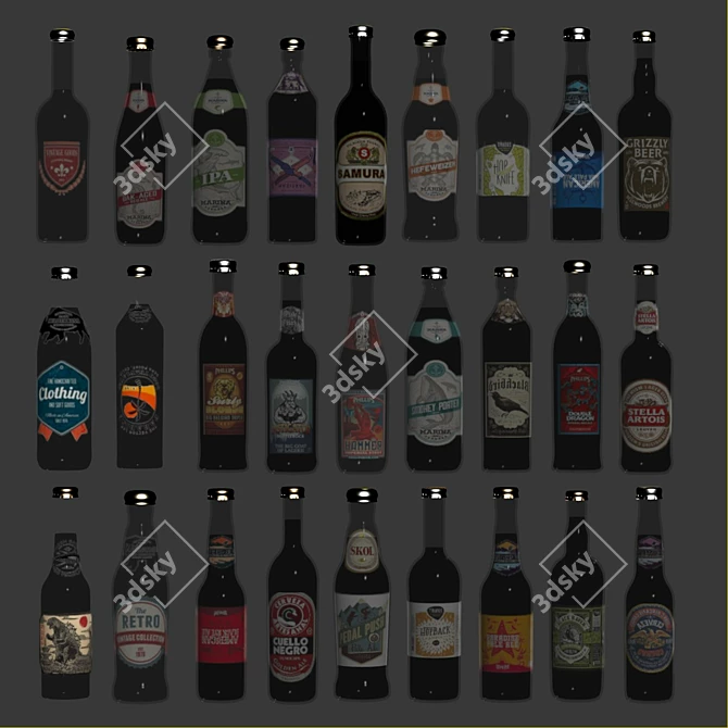 Beer Set: 27 Unique Beer Bottles 3D model image 3