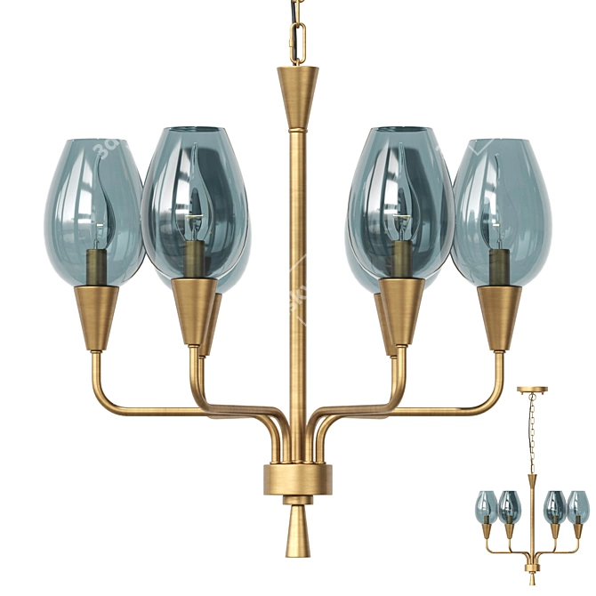 Viola 6-Light Midcentury Modern Chandelier 3D model image 1