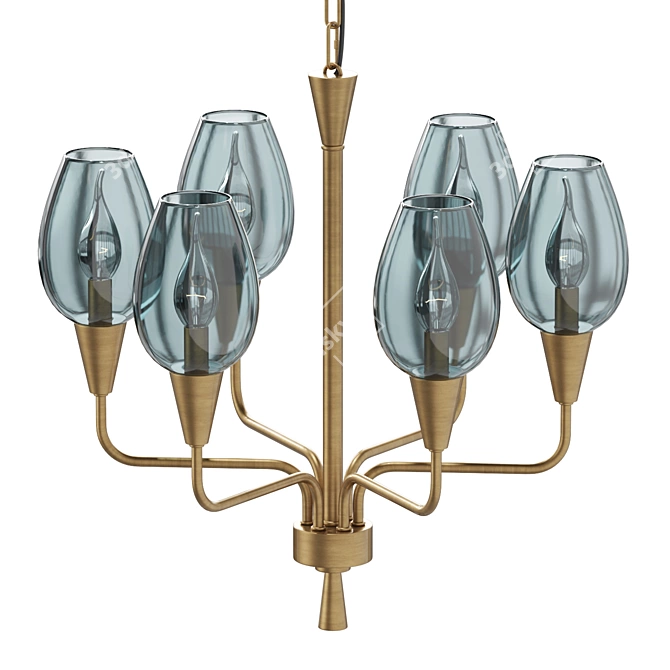 Viola 6-Light Midcentury Modern Chandelier 3D model image 2