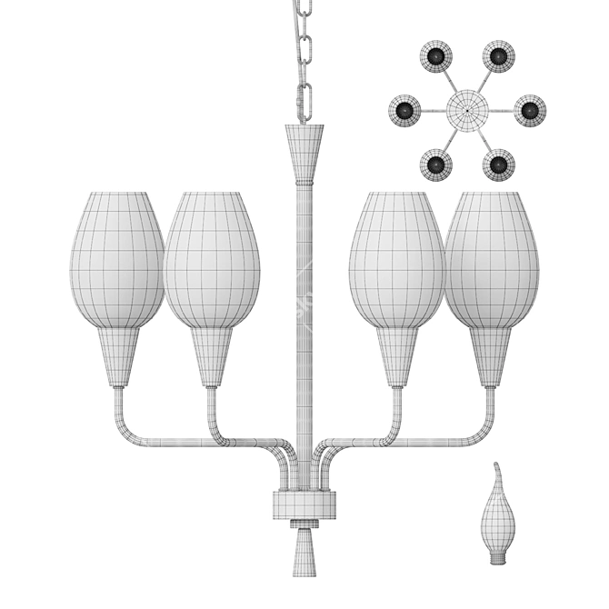 Viola 6-Light Midcentury Modern Chandelier 3D model image 3