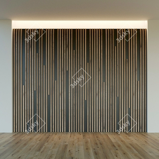 Wooden 3D Wall Panel - Decorative and Versatile 3D model image 2