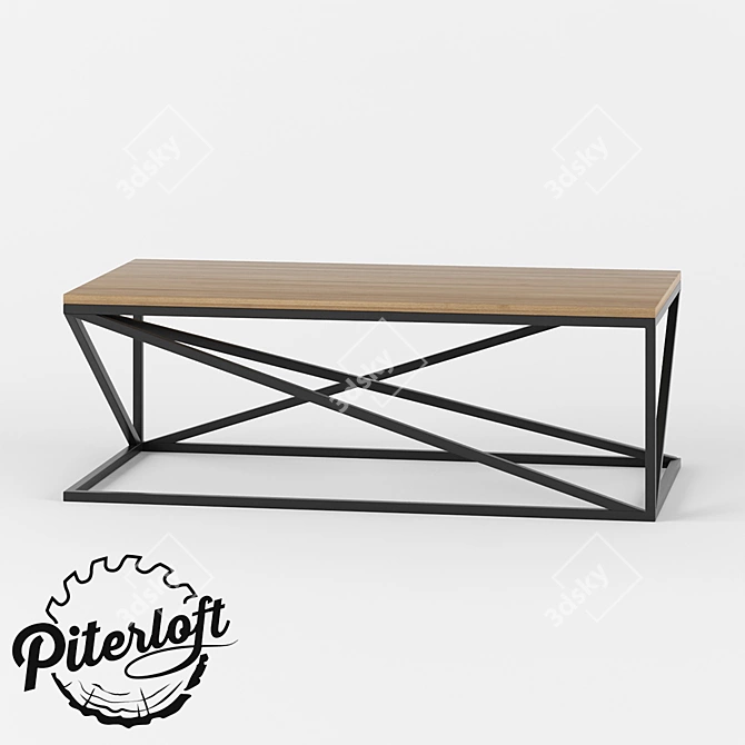 Rustic Wood Metal Table 3D model image 1