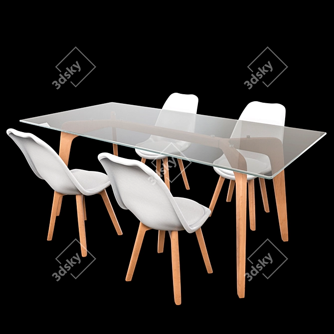 Modern Hudson Dining Table and Chairs 3D model image 1