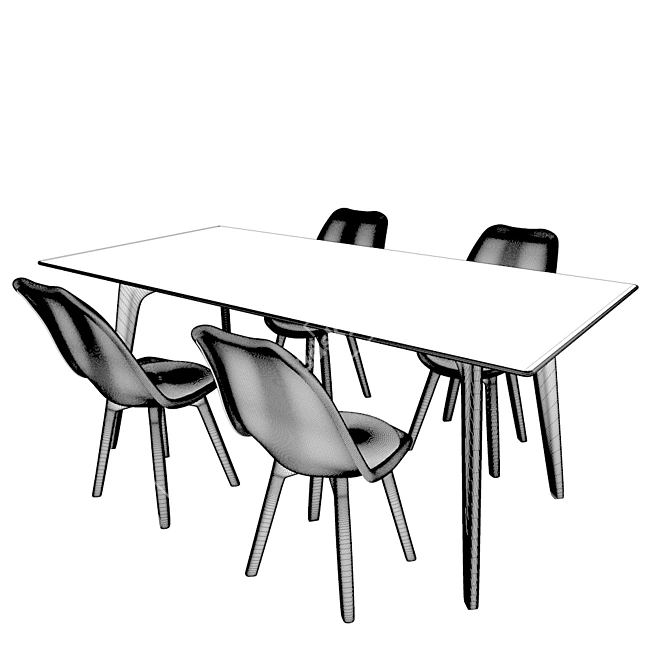 Modern Hudson Dining Table and Chairs 3D model image 3